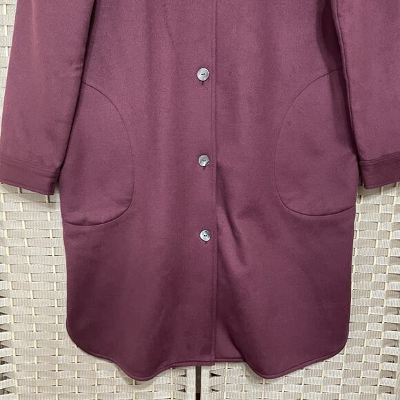 Pure Jill Faux Suede Long Shirt Jacket Size L Bayberry Buttons Fleece Ultra Soft - Picture 4 of 12